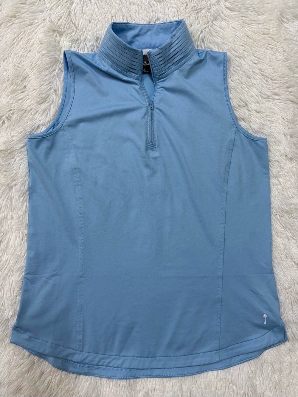 Belyn Key Light Blue Sleeveless Athletic Zip Top